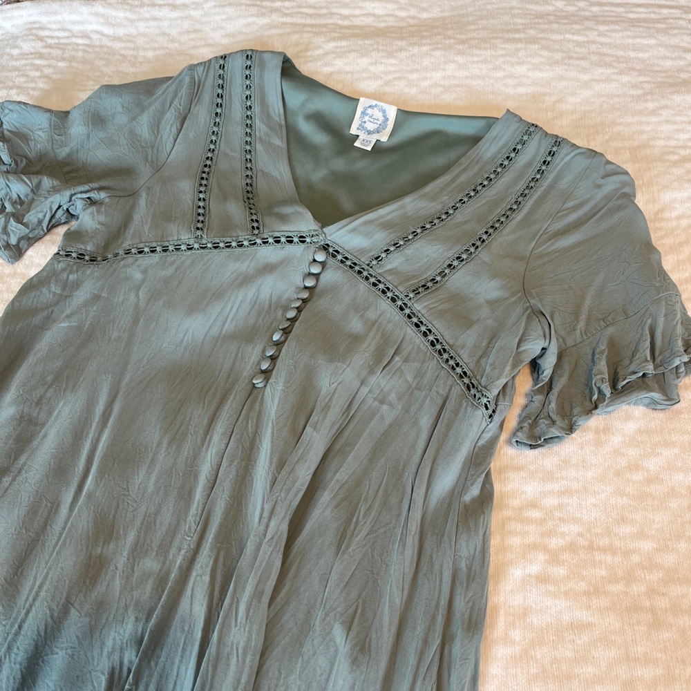 Francesca’s sage green mini dress